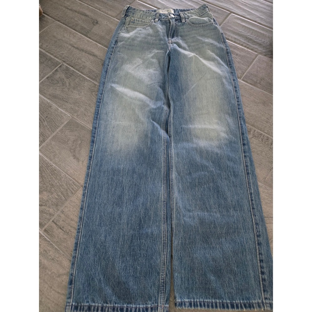 Hollister High Rise Baggy Jeans Medium Wash W26 Long Wide Leg Denim Pants
